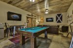 Terrace level living room and game area